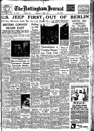 cover page of Nottingham Journal published on May 12, 1949