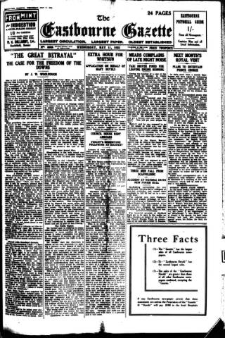cover page of Eastbourne Gazette published on May 11, 1932