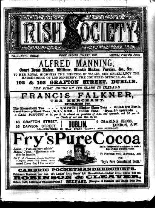 cover page of Irish Society (Dublin) published on May 11, 1889