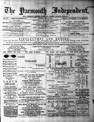 cover page of Yarmouth Independent published on May 12, 1877