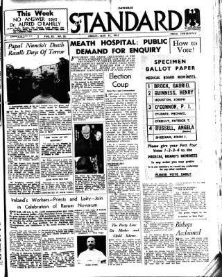 cover page of Catholic Standard published on May 11, 1951