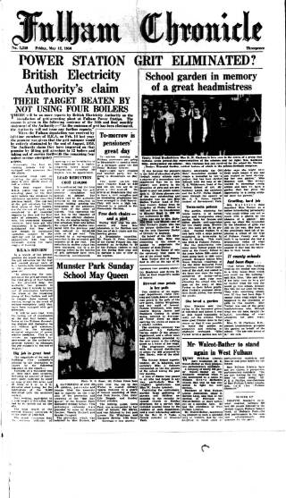 cover page of Fulham Chronicle published on May 12, 1950