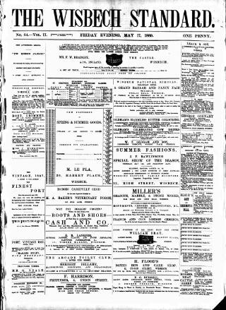 cover page of Wisbech Standard published on May 17, 1889