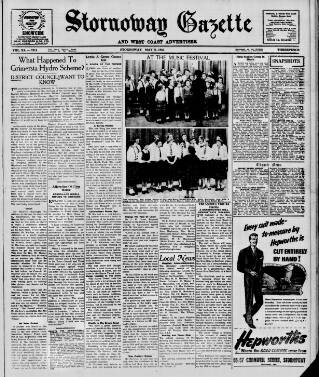 cover page of Stornoway Gazette and West Coast Advertiser published on May 11, 1956
