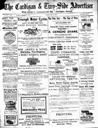 cover page of Cardigan & Tivy-side Advertiser published on May 12, 1911