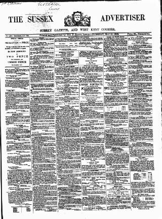 cover page of Surrey Gazette published on May 12, 1863