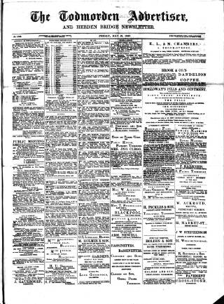 cover page of Todmorden Advertiser and Hebden Bridge Newsletter published on May 12, 1893