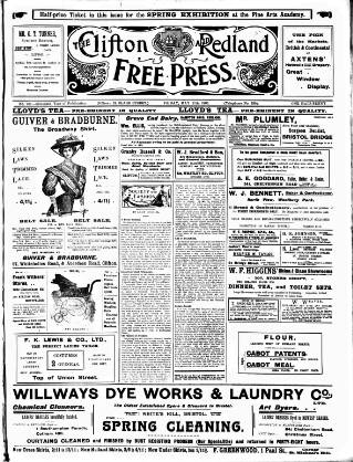 cover page of Clifton and Redland Free Press published on May 12, 1905