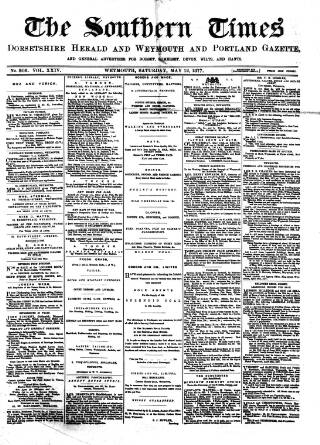 cover page of Southern Times and Dorset County Herald published on May 12, 1877