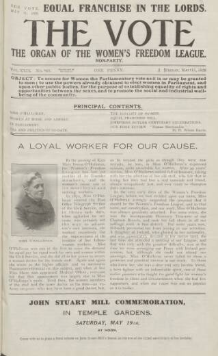cover page of Vote published on May 11, 1928