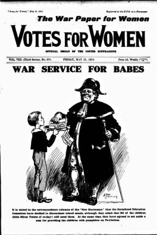 cover page of Votes for Women published on May 21, 1915