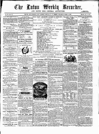 cover page of Luton Weekly Recorder published on May 14, 1859
