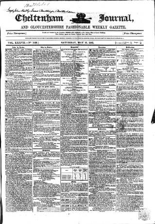 cover page of Cheltenham Journal and Gloucestershire Fashionable Weekly Gazette. published on May 11, 1861