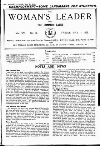 cover page of Common Cause published on May 11, 1923
