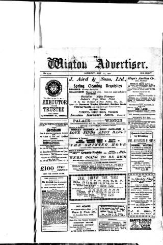 cover page of Wigton Advertiser published on May 11, 1940