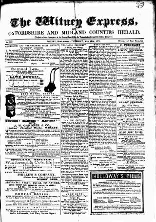 cover page of Witney Express and Oxfordshire and Midland Counties Herald published on May 11, 1871