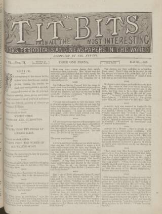cover page of Tit-bits published on May 27, 1882