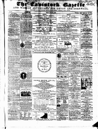 cover page of Tavistock Gazette published on May 11, 1860