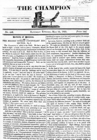 cover page of Champion (London) published on May 12, 1821
