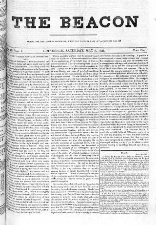 cover page of Beacon (Edinburgh) published on May 5, 1821