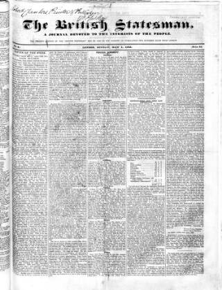 cover page of British Statesman published on May 1, 1842