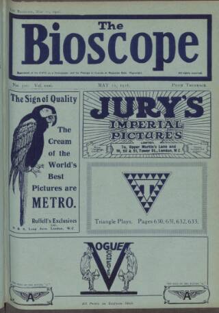 cover page of The Bioscope published on May 11, 1916