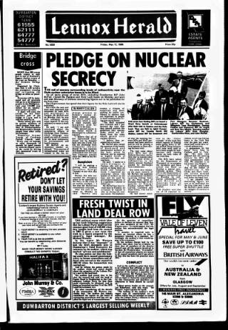 cover page of Lennox Herald published on May 12, 1989