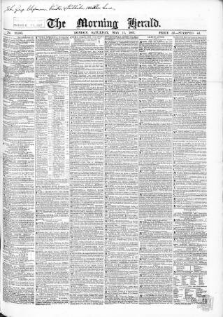 cover page of Morning Herald (London) published on May 11, 1867