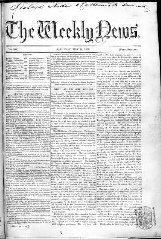 cover page of Douglas Jerrold's Weekly Newspaper published on May 11, 1850