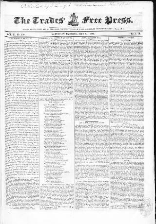cover page of Trades' Free Press published on May 24, 1828