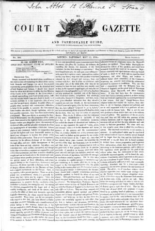 cover page of New Court Gazette published on May 17, 1845