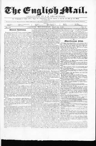 cover page of Monthly Times published on May 24, 1848