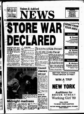 cover page of Staines & Ashford News published on May 11, 1989