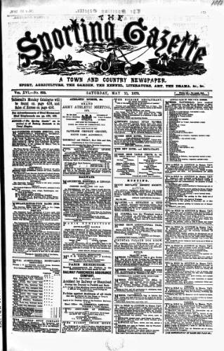 cover page of Sporting Gazette published on May 11, 1878