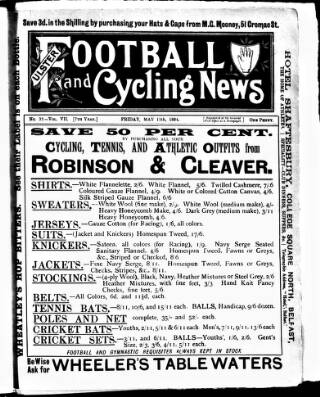 cover page of Ulster Football and Cycling News published on May 11, 1894