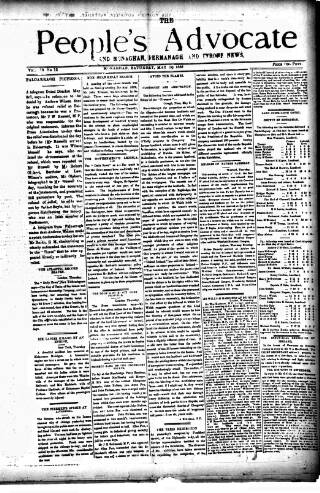 cover page of People's Advocate and Monaghan, Fermanagh, and Tyrone News published on May 11, 1889