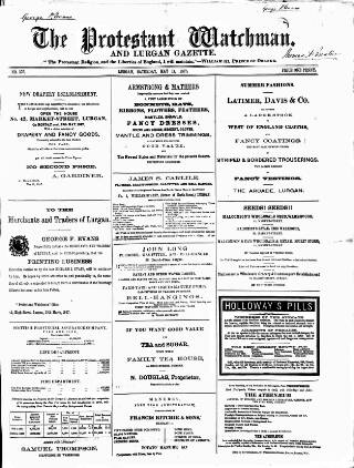 cover page of Protestant Watchman and Lurgan Gazette published on May 11, 1867