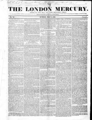 cover page of London Mercury 1836 published on May 7, 1837