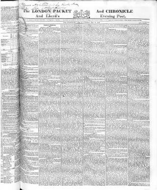cover page of London Packet and New Lloyd's Evening Post published on May 11, 1832