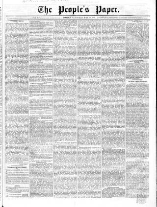 cover page of People's Paper published on May 29, 1858