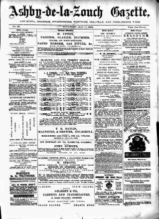 cover page of Ashby-de-la-Zouch Gazette published on May 11, 1878