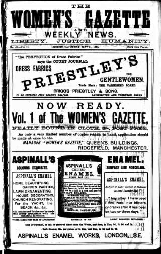 cover page of Women's Gazette & Weekly News published on May 11, 1889