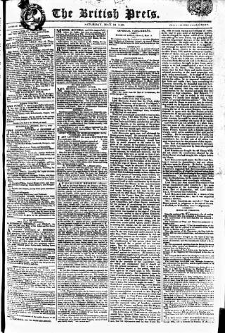 cover page of British Press published on May 12, 1810