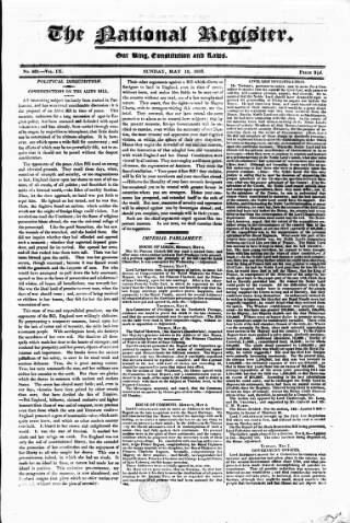 cover page of National Register (London) published on May 12, 1816
