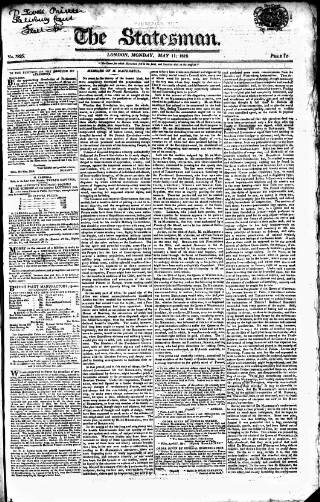 cover page of Statesman (London) published on May 11, 1818