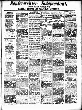cover page of Renfrewshire Independent published on May 12, 1883