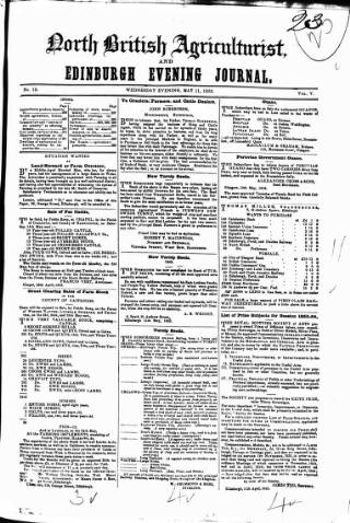 cover page of North British Agriculturist published on May 11, 1853