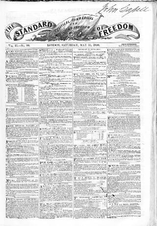 cover page of Standard of Freedom published on May 11, 1850