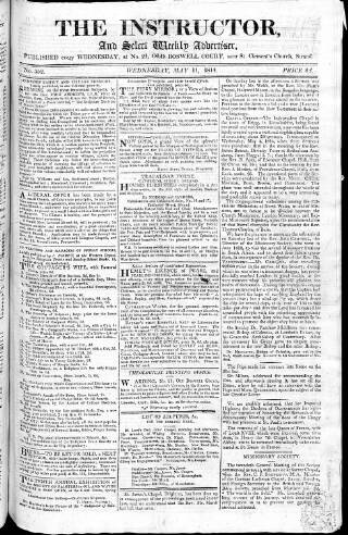 cover page of Instructor and Select Weekly Advertiser published on May 11, 1814