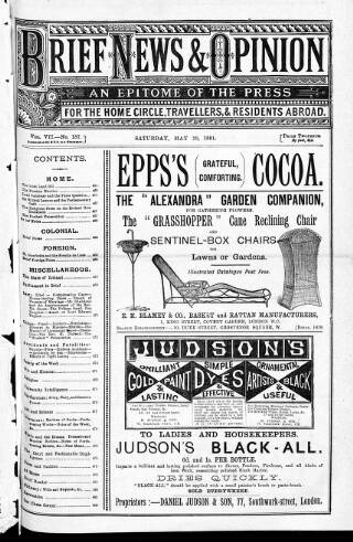 cover page of Brief published on May 28, 1881